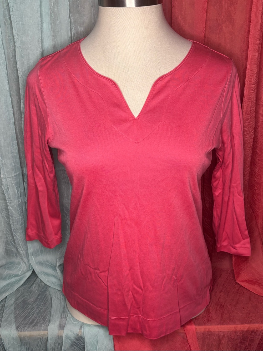 L.L. Bean 3/4 length sleeve coral tee